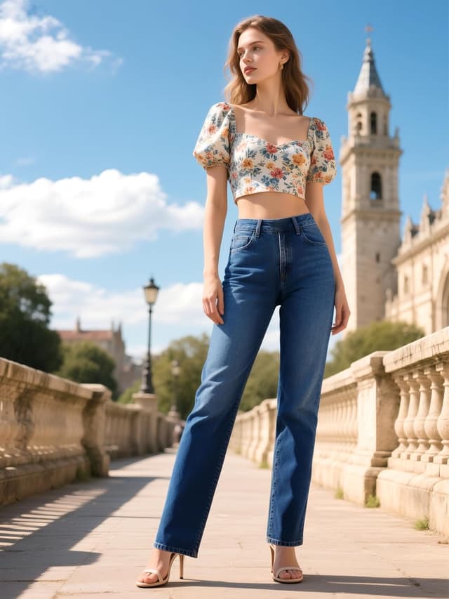 Detalle de Jeans de yoga LaiEr, coupe bootcut