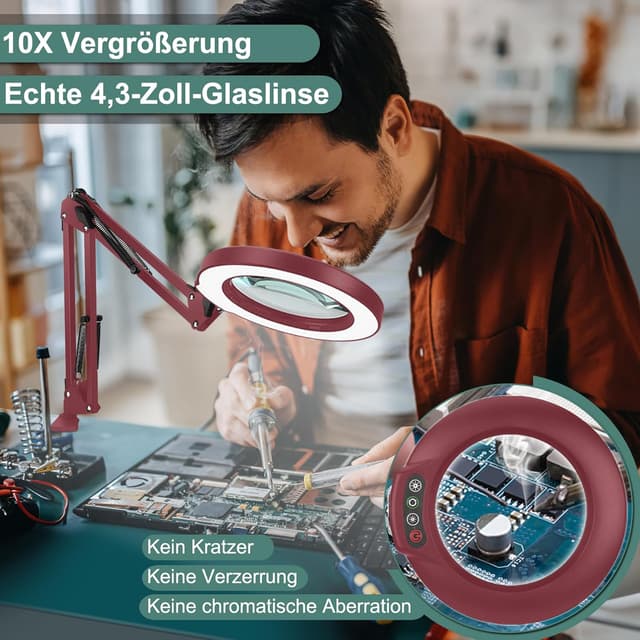 Detalle 2 de Veemagni 10X Echtes Glas Lupenleuchte