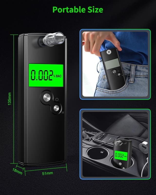 Detalle 2 de Pohicoo Ethylotest électronique homologué NF : alcootest portable à écran LCD (noir)