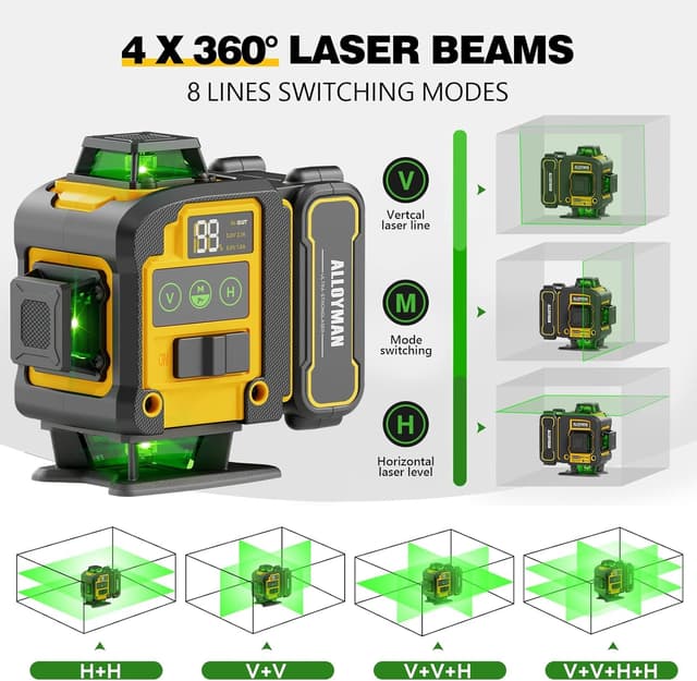 Thumbnail 1 de Alloyman Laser Level with Tripod 4D Self Leveling 🔆📌⟨WAIT⟩
