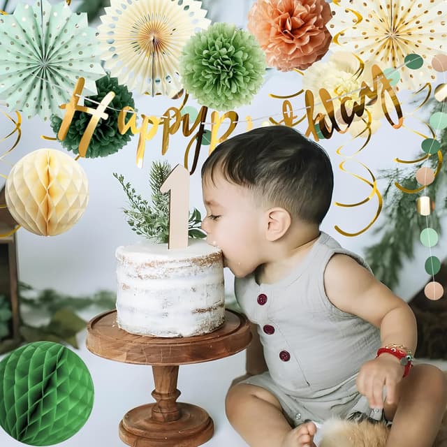 Thumbnail 6 de Almaxi Decoraciones cumpleaños verde beige 16 piezas