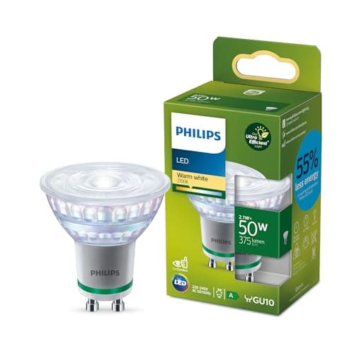 Detalle de Philips Bombilla LED GU10 2,1 W 375 lm, luz cálida 2700 K, Clase A