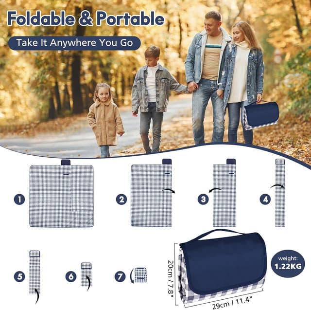 Thumbnail 6 de Anyiner Picnic Blanket Waterproof 200x200cm