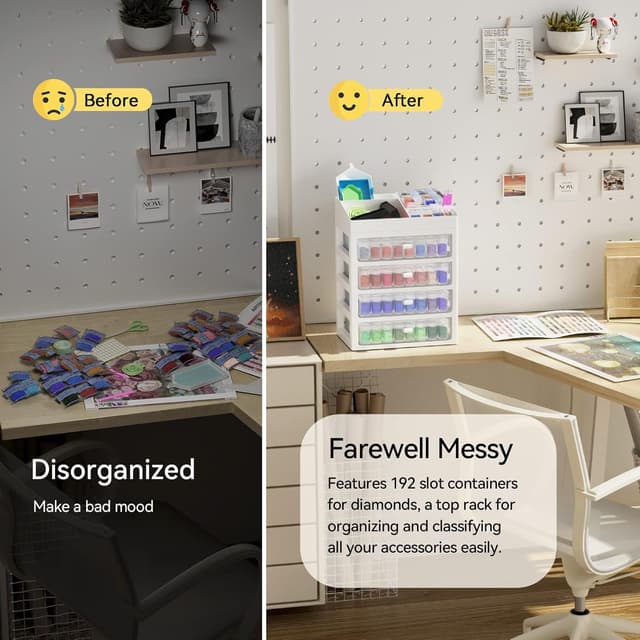 Thumbnail 5 de ARTDOT Diamond Painting Zubehör Boxen (192 Stück) – 5D Diamant Painting Aufbewahrungsboxen mit Koffer, Trichter & Stickern