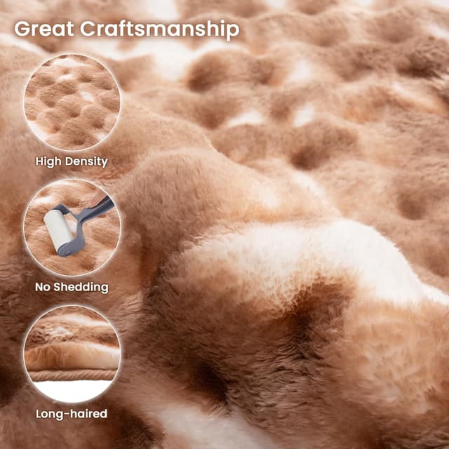 Detalle 2 de Tapis salon Vamcheer Tapis Chambre Doux marron 200x290 à poil long tie-dye bubble antidérapant