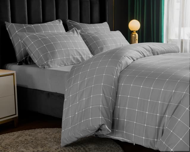Detalle de Lazzaro King Size Duvet Cover Set (Premium Microfibre, Reversible) with Zipper Closure