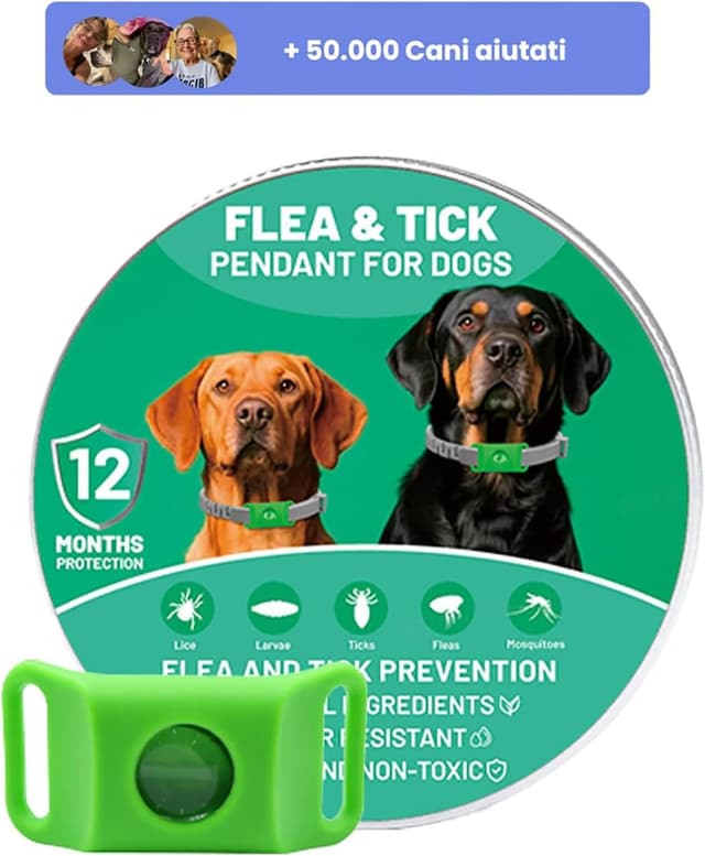 Detalle 2 de Natürliches Floh- und Zeckenhalsband für Hunde (2er-Set) mit Repellent-Hänger – 100% natürliche Inhaltsstoffe