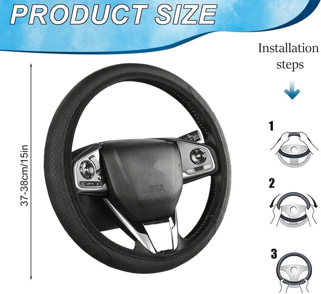 Thumbnail 1 de Leather Steering Wheel Cover 37-38cm