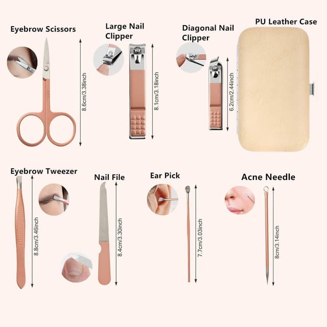 Detalle de Maniküre-Set Nagelknipser Set (7-teilig) mit Reise-Koffer für Hände, Füße & Gesichtspflege