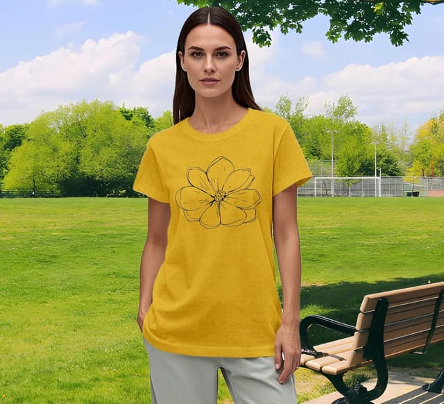 Detalle de Qskall Women’s Magnolia Floral Print T-Shirt (Plant Lover Tee)