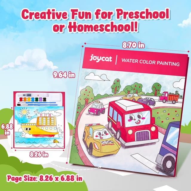 Detalle 1 de JoyCat paint-with-water colouring books set (Transportation) for kids aged 3–8