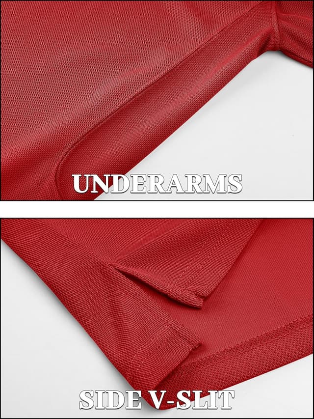 Detalle de TACVASEN Men’s Performance Polo Shirts (Short Sleeve, Quick-Dry Pique Jersey)