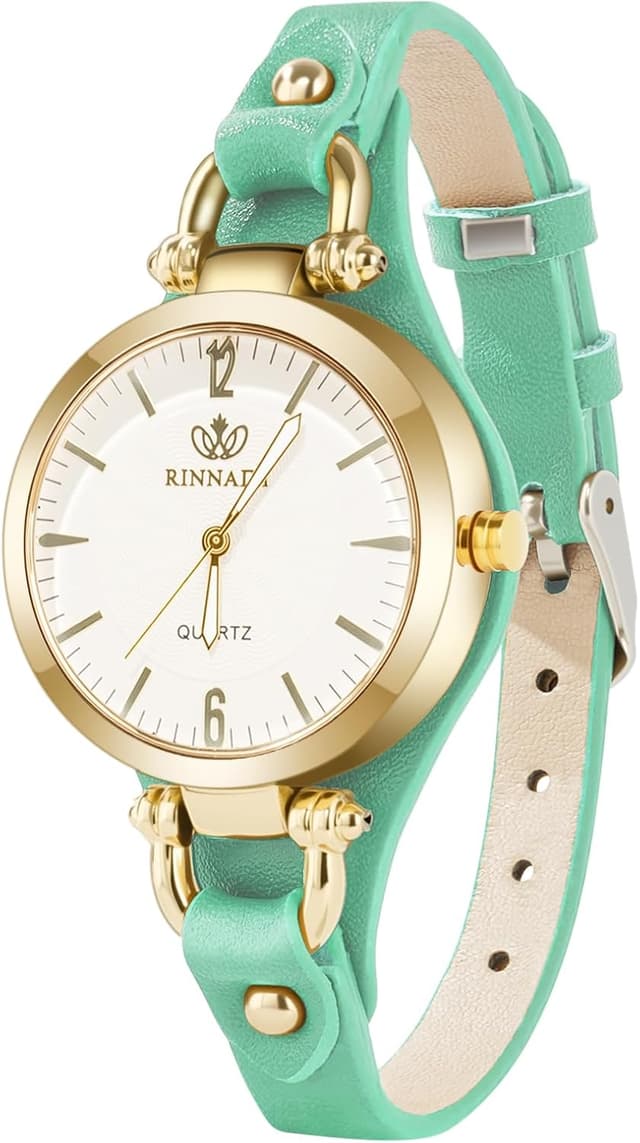 Detalle de OFFCUP Orologio da donna analogico al quarzo con cinturino in pelle e movimento a tre lancette