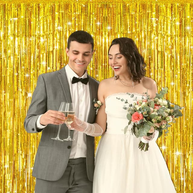 Thumbnail 4 de G2PLUS Cortina Fiesta 2PCS Foil Fringe Oro 1x2.5m 🎉