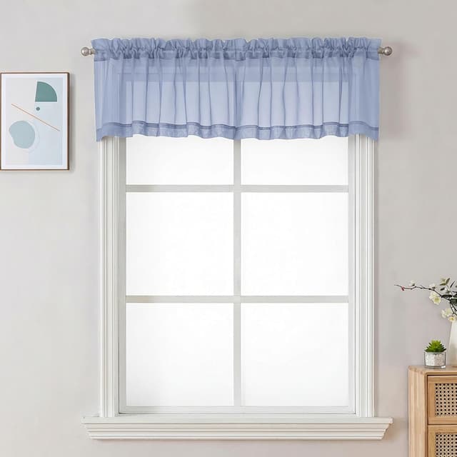 Detalle de Chyhomenyc Sheer Curtains 2-Panel Set (42W x 63L) Denim Blue, Rod Pocket Light Filtering Drapes