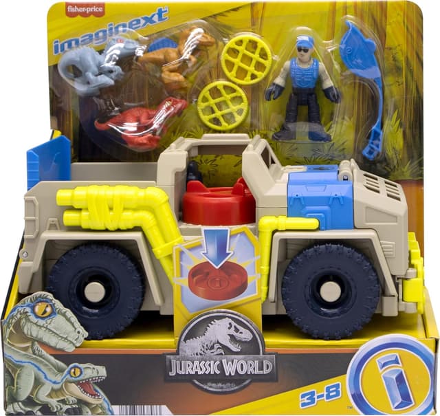 Detalle de Fisher-Price Imaginext Coffret de jeu Camion de capture et de transport des dinosaures Jurassic World (HRK69) dès 3 ans
