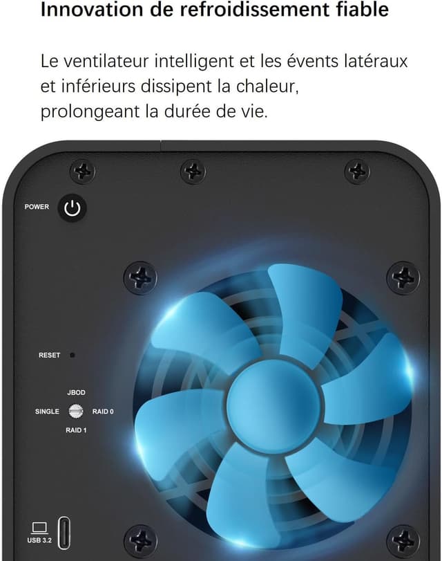 Detalle 2 de TERRAMASTER D2-320 USB 3.2 10Gbps Box RAID