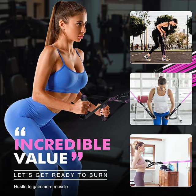 Detalle de HPYGN Resistance Bands with Handles (Door Anchor & Ankle Straps) for Heavy Training, PT, Yoga & Home Workouts