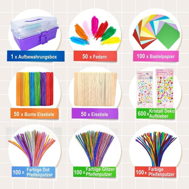 Detalle 2 de LINAYE Bastelset 3500+ für Kinder 🎨