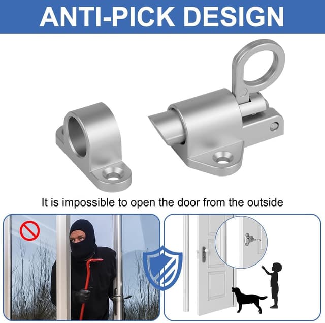 Detalle 2 de AOOSU Molla Automatica Chiavistello 2pz Argento