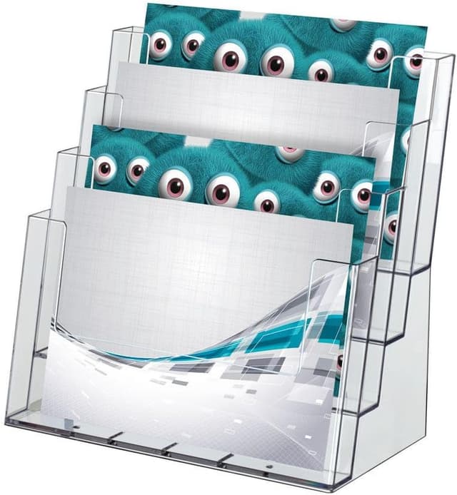 Detalle de Porte-brochures de table Taymar XXL 4 étages transparent, format DIN