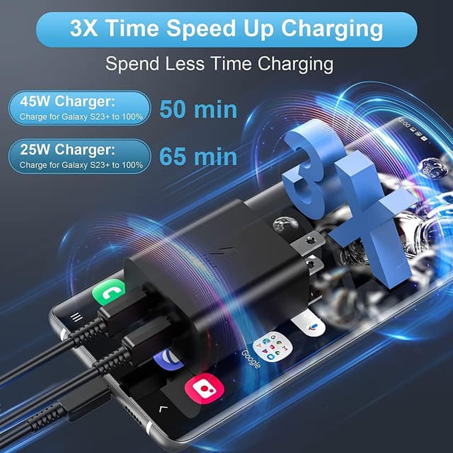 Detalle de 45W Super Fast Charger 2Pack with 10ft Cable