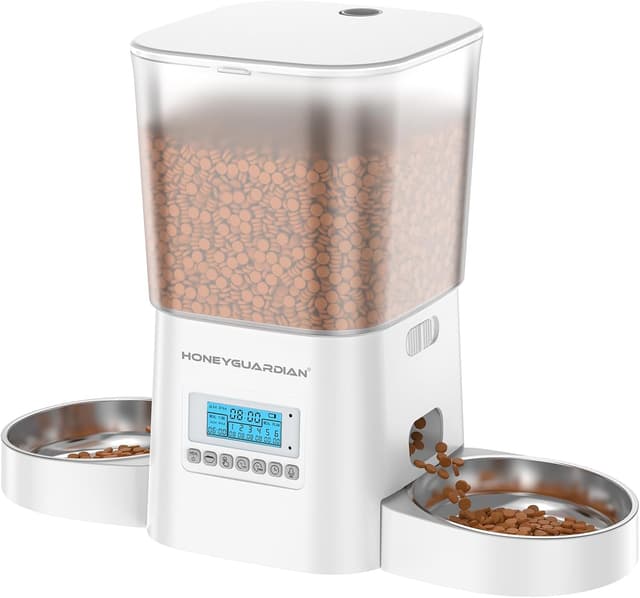 Detalle de HoneyGuaridan 3.5L Automatic Cat Feeder for Two Cats (Timed, Programmable Up to 6 Meals)
