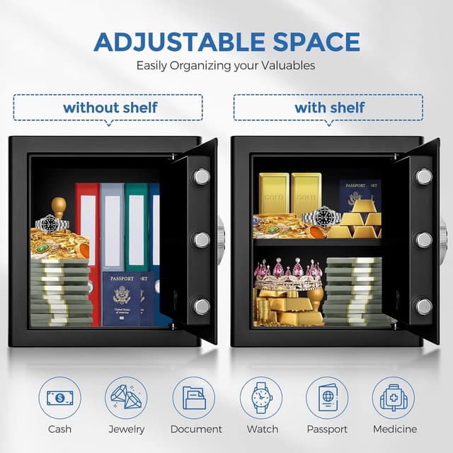 Thumbnail 6 de WASJOYE Safe Boxes for Home, Digital Electronic Security Keypad Large Safes, Cabinet Safe with Key Lock for Home Hotel Business Office Money Gun Jewelry Passport, 42L
WASJOYE Safe Boxes for Home, Digital Electronic S…