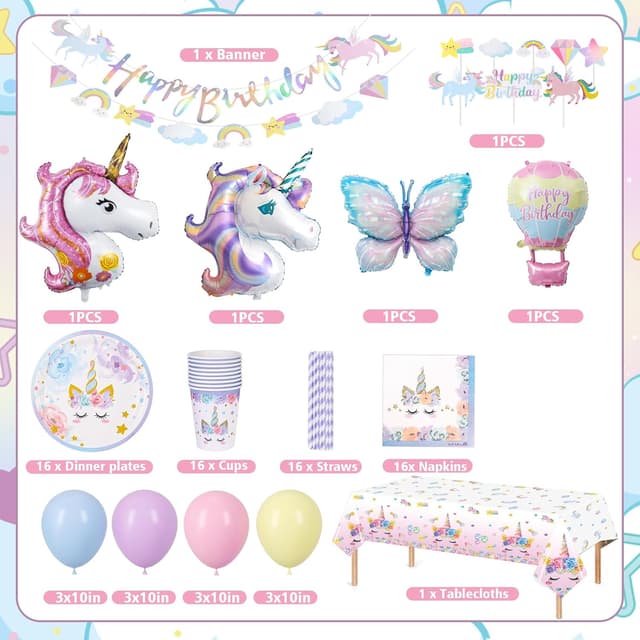 Detalle 2 de LAISLLA Vaisselle anniversaire licorne 16 invités