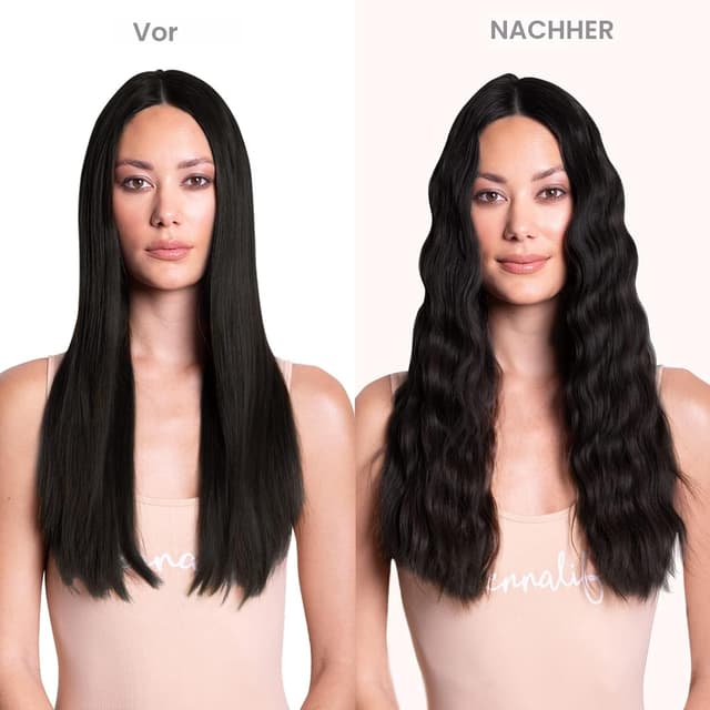 Detalle de WENNALIFE Clip-in Echthaar Extensions (7-teilig), 35 cm, natürliches Schwarz