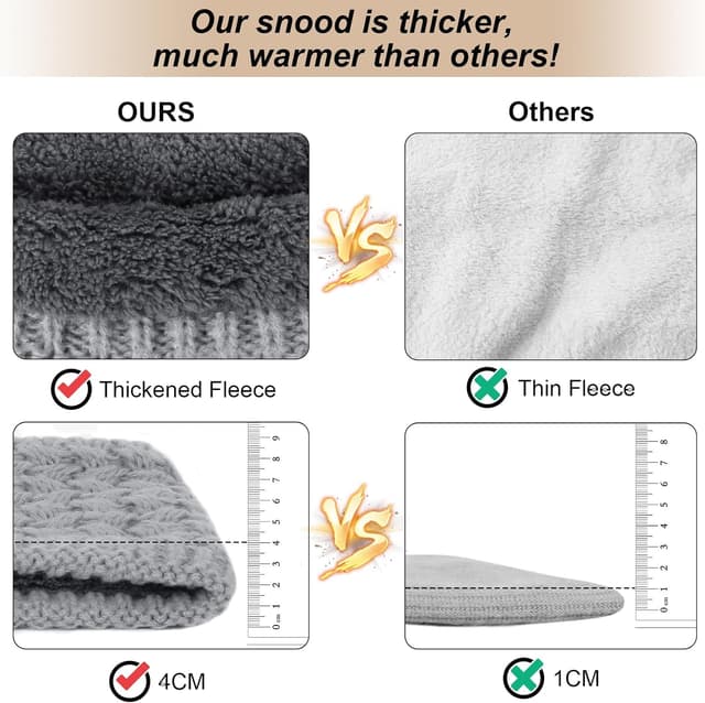 Detalle 2 de Figarge 2er-Pack Winter-Halsschlauch für Ski & Outdoor – Schlauchschal mit Fleece-Futter