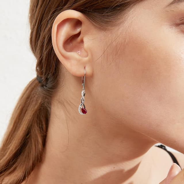 Detalle 2 de Jiamiaoi Infinity-Ohrhänger aus 925 Sterling Silber, 18K Weißgold-plattiert mit Zirkonia – in Silber