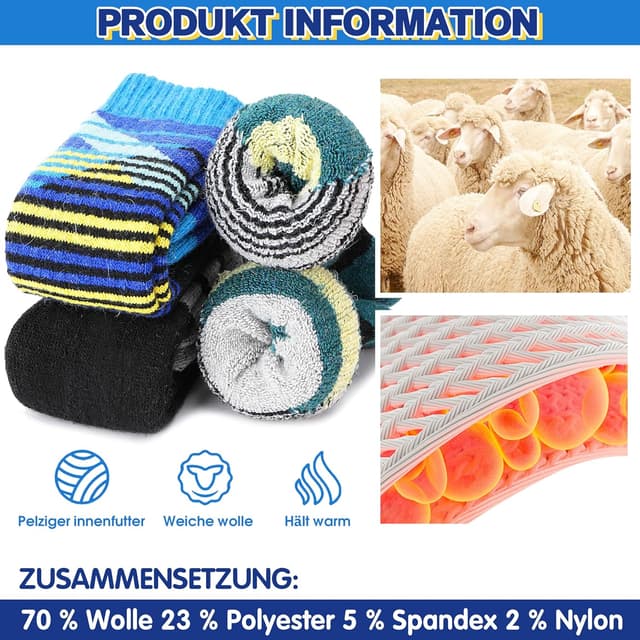 Detalle 1 de Kinder Merino Skisocken von ANTSANG 3 Paar