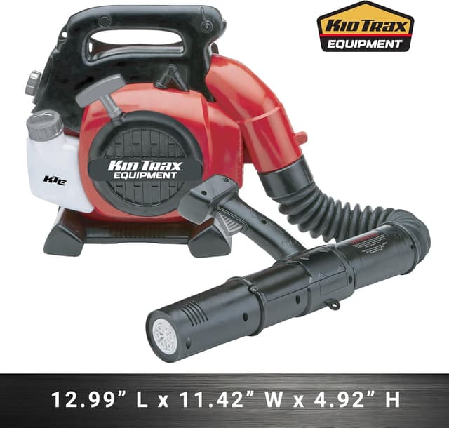 Detalle 2 de Kid Trax Bubble Leaf Blower Backpack (Bubble Machine) — Realistic pretend leaf blower with bubble play, Red, Ages 3+