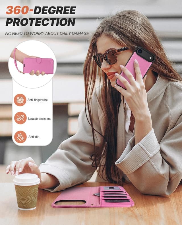 Thumbnail 6 de OCASE Handyhülle für iPhone Air (6,5") – 2-in-1 abnehmbare Magnet- Klapphülle mit RFID, Kartenfach, Standfunktion und Qi-Laden (Rosa)