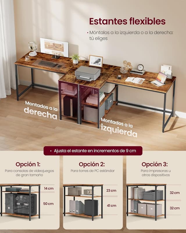 Thumbnail 4 de VASAGLE Scrivania Angolare L 120x80 Marrone