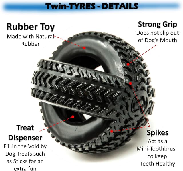 Thumbnail 2 de Petopedia Twin Tyre Rubber Dog Toy