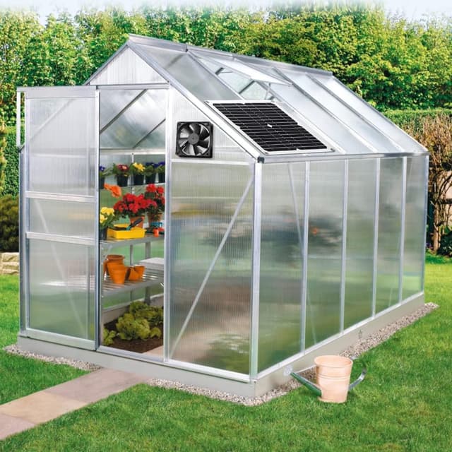 Detalle de SUNYIMA Solar Panel Fan Kit (12W) weatherproof solar exhaust fan for small coops, sheds & greenhouses