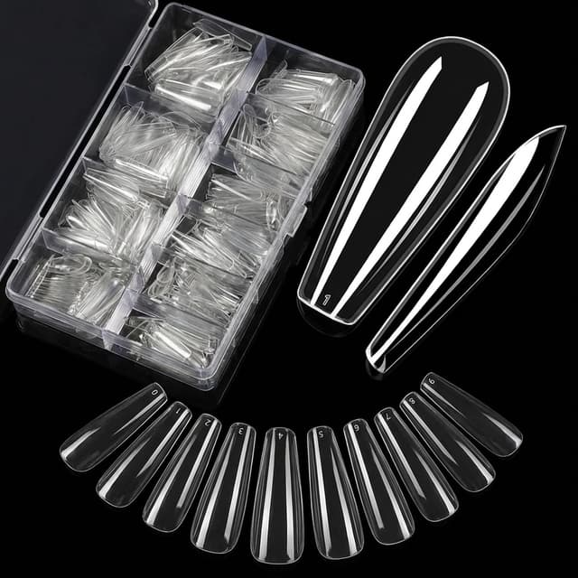 Detalle de 500 uñas postizas acrílicas Transparente estuche