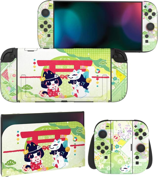 Detalle de playvital Full Set Protective Skins for Nintendo Switch 2 (Wishing Shrine) with dock & grip vinyl wrap