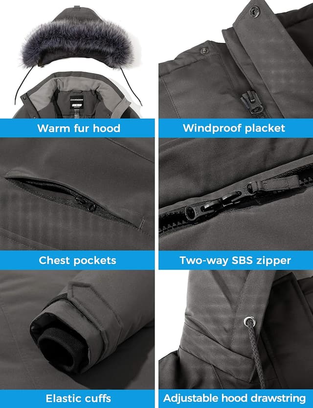 Thumbnail 6 de CHIN·MOON women’s warm puffer jacket – waterproof quilted winter coat with storm hood