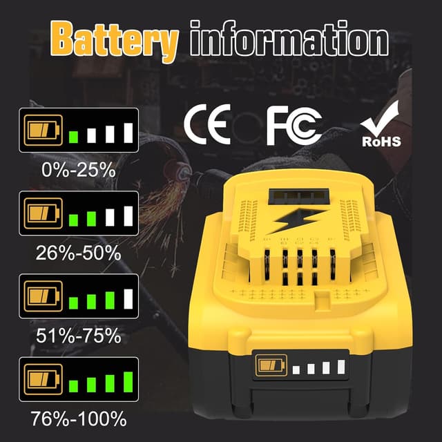 Detalle de Pack 2 batteries Li-ion 18V 5,0Ah Goodexo pour outils Dewalt (remplacement DCB182 / DCB180 / DCB184)