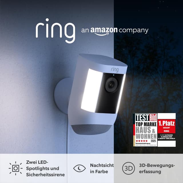 Detalle de Ring Spotlight Kamera Pro Kabel – Außenkamera mit 2K-Video, 3D-Bewegungserfassung und LED-Spotlights