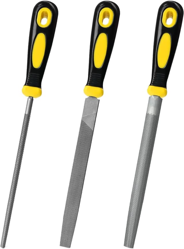 Detalle de TAIANJI metal file set (3 pcs, 8 inch) in carbon steel – flat, half-round and round