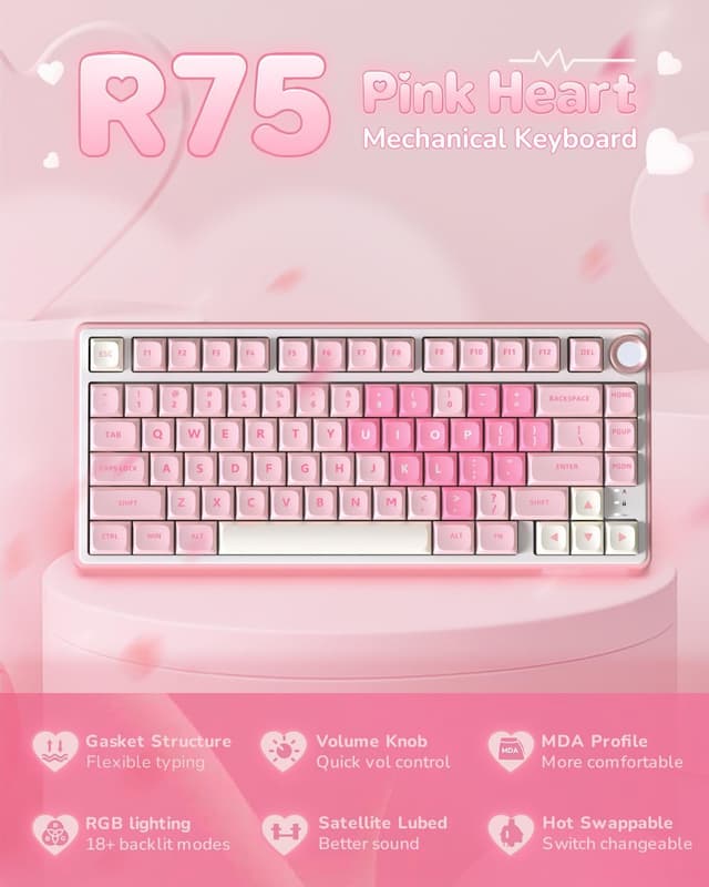 Thumbnail 1 de RK ROYAL KLUDGE R75 75% mechanical keyboard with knob