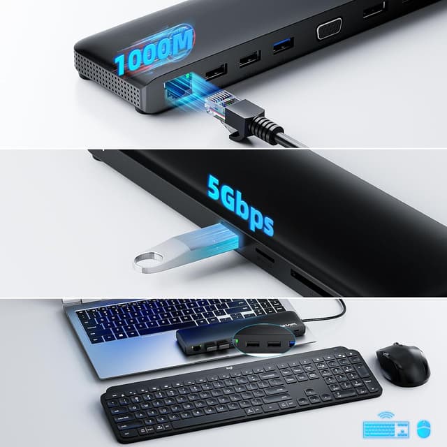 Thumbnail 5 de WAVLINK Estación USB-C 3 Monitores 📺 HDMI, DP, VGA, 100W PD