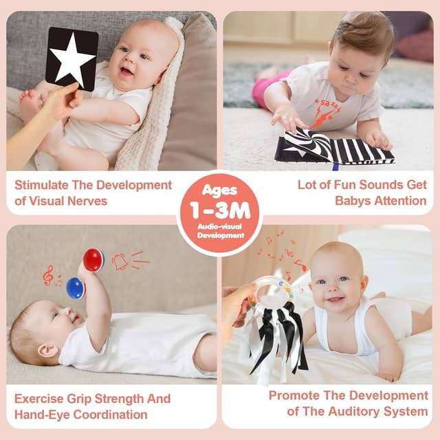 Detalle de URMYWO 29-piece newborn sensory toy set (black & white) for 0–6 months