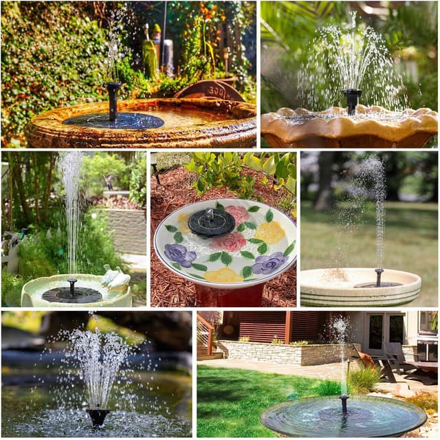 Detalle de AISITIN Solar Fountain 3.5W Circle Solar Water Pump with Built-in Battery and 10 Spray Nozzles