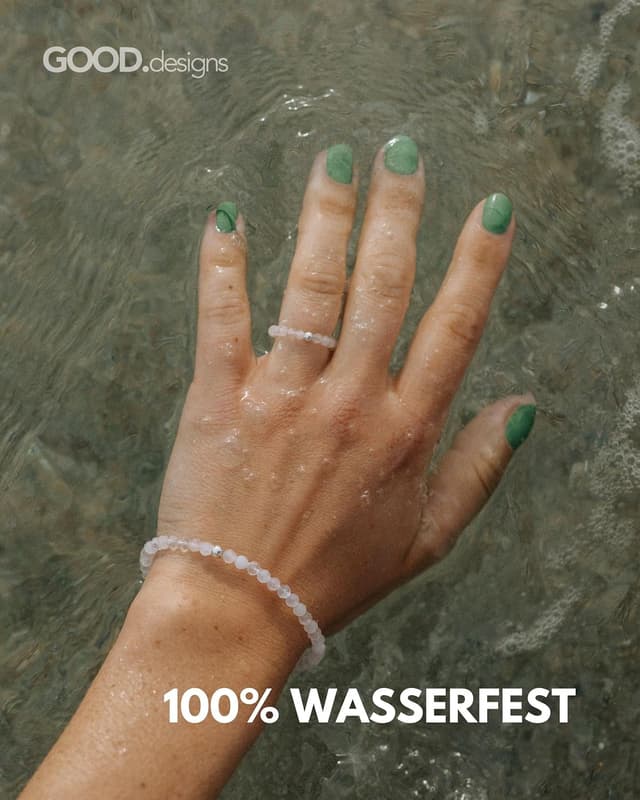 Detalle de GD GOOD.designs Anti Stress Ring mit Naturstein-Perlen für Damen – elastisch, Ringgröße 52–60