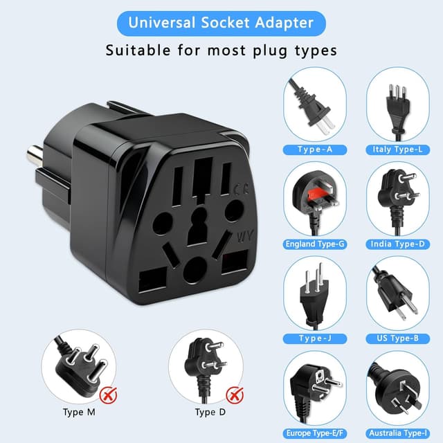 Detalle de 2er Set Steckdosenadapter (US/UK auf EU) für Reisen – internationaler Adapter für Stecktypen A, B, G, I, J